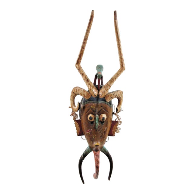 Antique Hand-Carved Polychrome Wooden Gouro Zauli Mask of the Ivory Coast For Sale