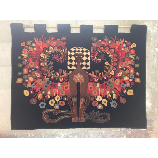 1970s Wool Wall Tapestry with Fantasy Scene in the style of Egyptian, 1970s For Sale - Image 5 of 5