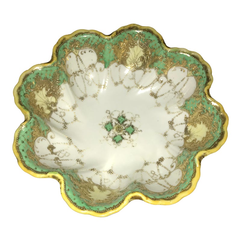 Mid Century Gilded And Hand Painted Bowl By Nippon Japan