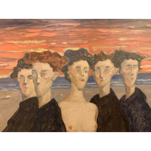 Contemporary Giampaolo Talani "Sunset" Oil on Board, Figurative Nude at Sunset, Tuscan Coastal Art, Contemporary Art by Italian Master For Sale - Image 3 of 10