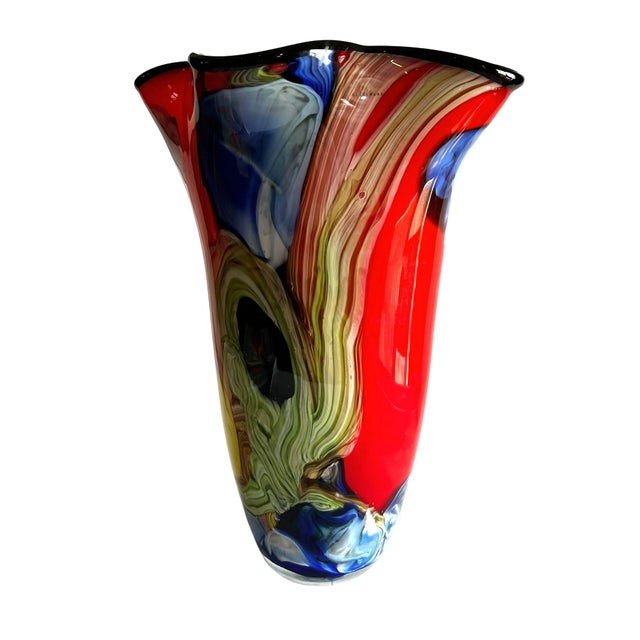 Late 20th Century Brilliant Modern Art Glass Vase in Murano Style For Sale - Image 5 of 18