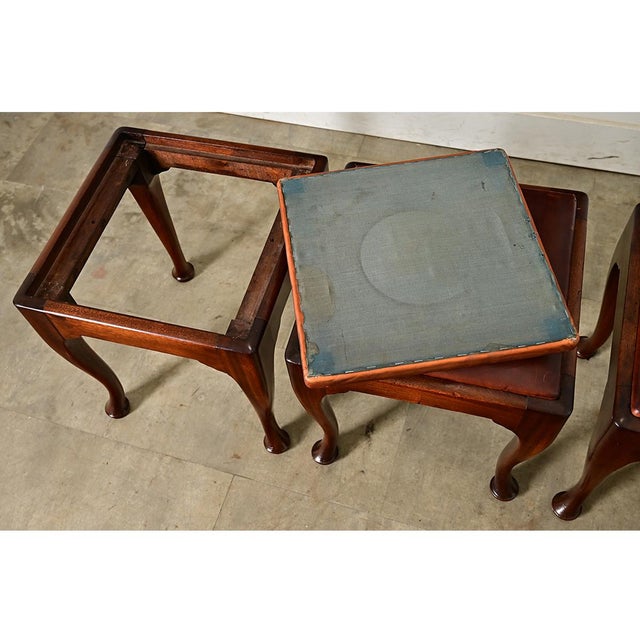 Mid 20th Century Set of Four Mahogany and Leather Top Footstools For Sale - Image 9 of 12