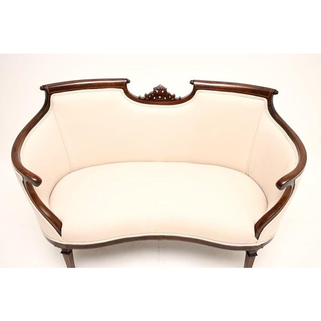 Late 19th Century Antique Edwardian Inlaid Settee, 1880 For Sale - Image 5 of 11