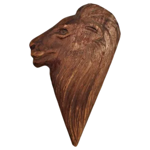 Hand Carved Wood Lion Head