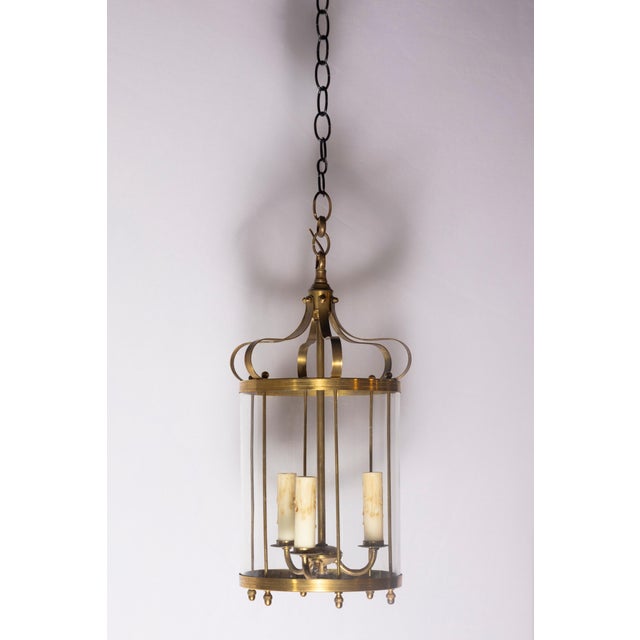 Refined 20th Century French Brass Lantern with Glass Enclosure For Sale - Image 4 of 11