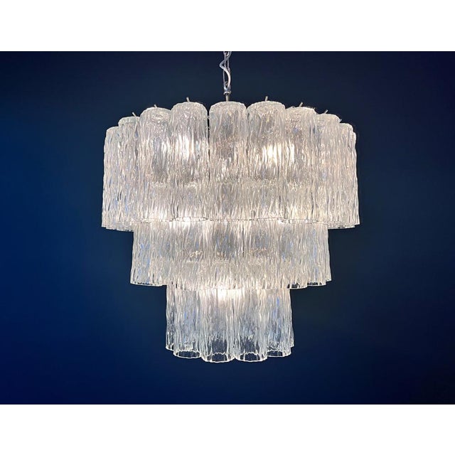 Large Three-Tier Murano Glass Tube Pendant Light from Venini, 1990s For Sale - Image 9 of 16