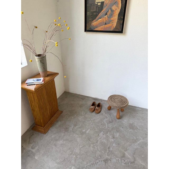 Rope and Oak Stool by Audoux and Minet, 1950s For Sale - Image 6 of 18