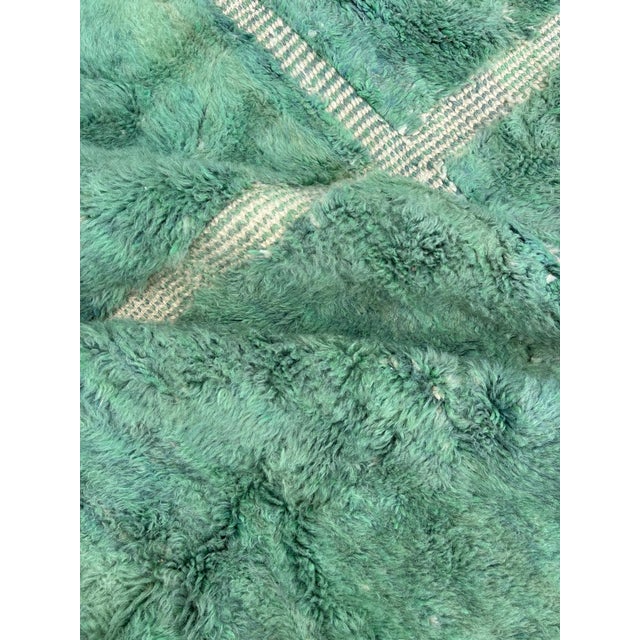 Mint Large Mint Green Moroccan Mrirt Wool Rug For Sale - Image 8 of 9