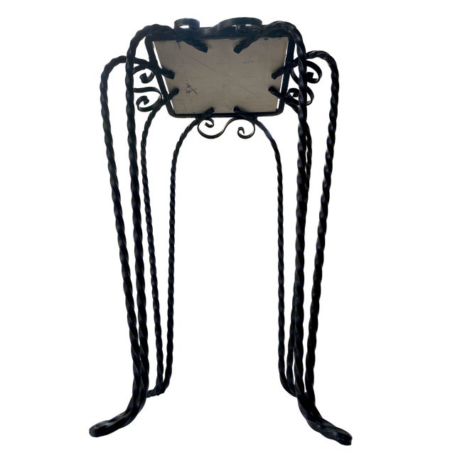 1950s 1950s Hand Made Ornate Wrought Iron Drinks Table With Black Ceramic Surface For Sale - Image 5 of 8