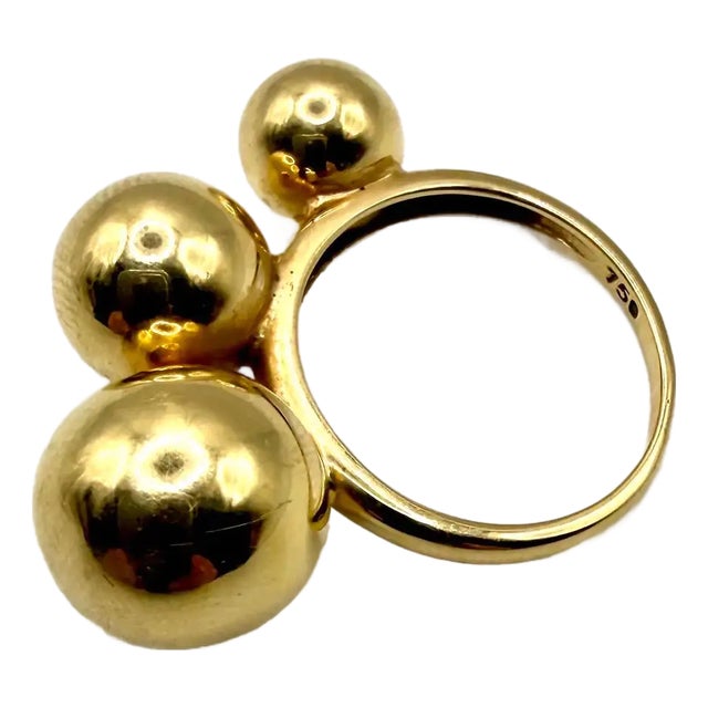Modernist Triple Sphere Ring in 18k Yellow Gold For Sale