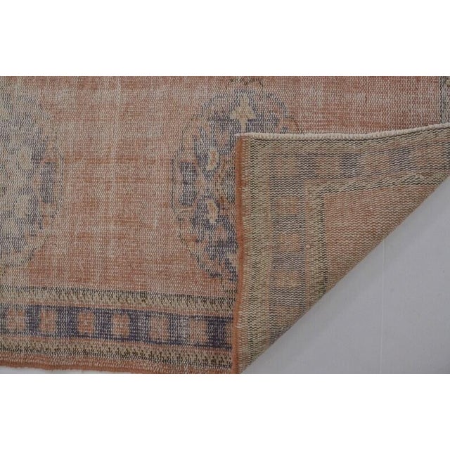 Vintage Faded Turkish Oushak Long Runner Rug With Ombre Abrash and Indigo Borders For Sale - Image 10 of 10