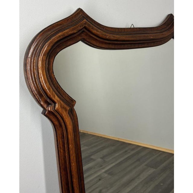 Vintage French Wall Mirror in Oak For Sale - Image 3 of 8