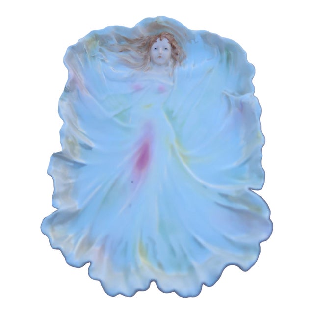 Early 20th Century Royal Bayreuth Art Nouveau Lady Figural Woman Dresser Tray, Bavaria Blue Mark For Sale