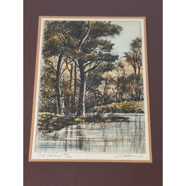 Signed & Numbered L. Mariae Landscape Etching – Framed Limited Edition Print (12.75” X 15.5”) For Sale In Boise - Image 6 of 12
