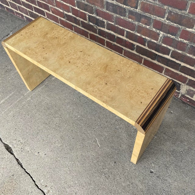 Mid-Century Modern Henredon Scene II Console Table Burled Olive Wood and Zebra Wood For Sale - Image 3 of 13