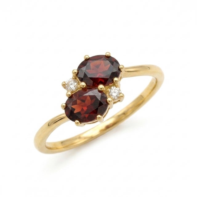 Contemporary Garnet Toi Et Moi Ring | January Birthstone Ring | 18k Gold Plated Sterling Silver Ring Us 7 For Sale - Image 3 of 3