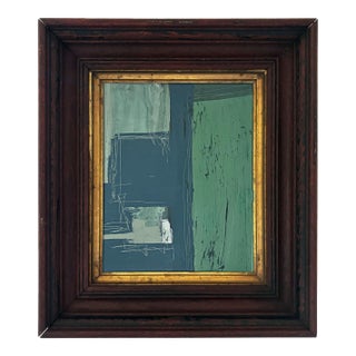 “River Moss" Abstract Art in Antique Frame, Transitional Living Room Art by JTS For Sale