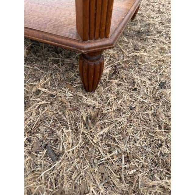 Wood A Large 1940s Vintage French Art Deco Solid Walnut Marble Top Coffee Table or Side Table For Sale - Image 7 of 14