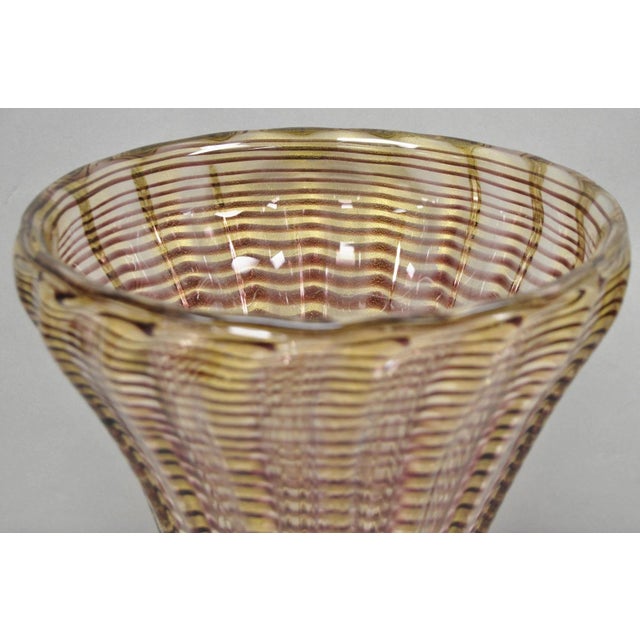 Mid 20th Century Ercole Barovier Zebrato Murano Art Glass Vase Zebrati for Ferro Toso Barovier For Sale In Philadelphia - Image 6 of 14