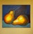 This vintage original oil painting on canvas features Expressionist style focusing closely on two pears resting side by...