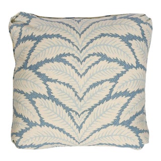 Brunschwig & Fils Blue Palm Frond Pillow with Down Insert For Sale