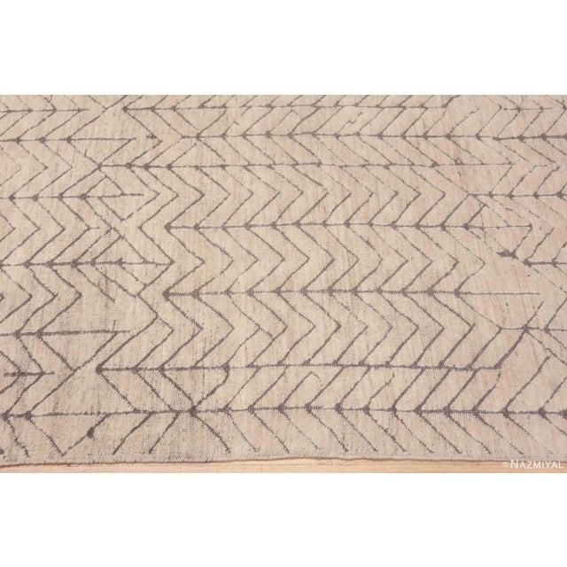 Nazmiyal Collection Large Primitive Motif Ivory Modern Area Rug For Sale In New York - Image 6 of 8
