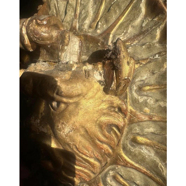 Figurative Antique Italian Carved Wood Candle Sconce Pair Figurative Gold For Sale - Image 3 of 10