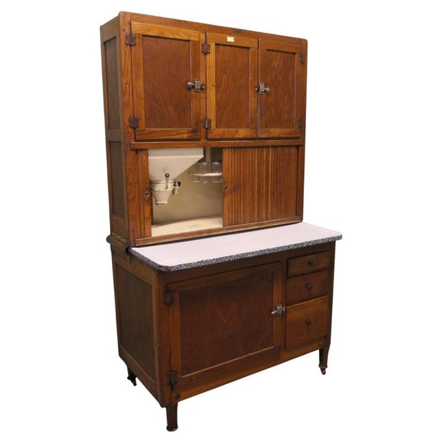 Brown American Oak Hoosier Kitchen Cabinet by Hudson Bros, 1920 For Sale - Image 8 of 8