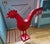 Red Metal Rooster for indoor use.