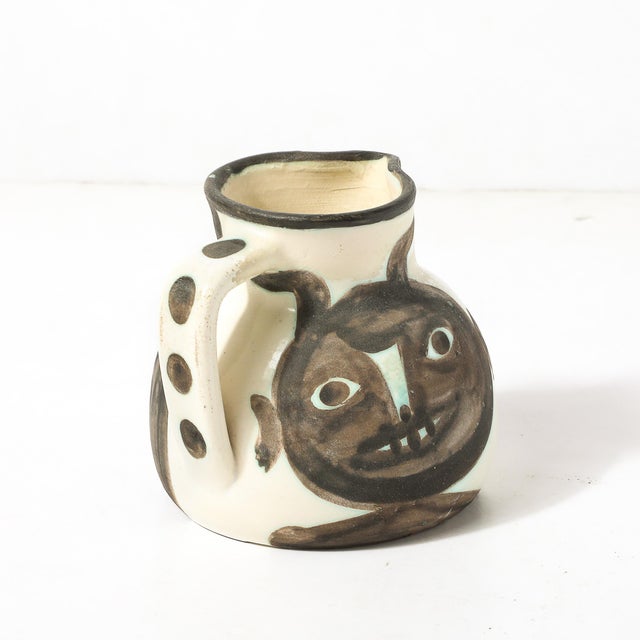 1950s Madoura Pottery Glazed Earthenware Têtes Pitcher Signed Pablo Picasso For Sale - Image 5 of 13