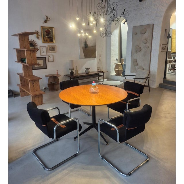 Brown Vintage Round Table by Osvaldo Borsani, 1950s For Sale - Image 8 of 9