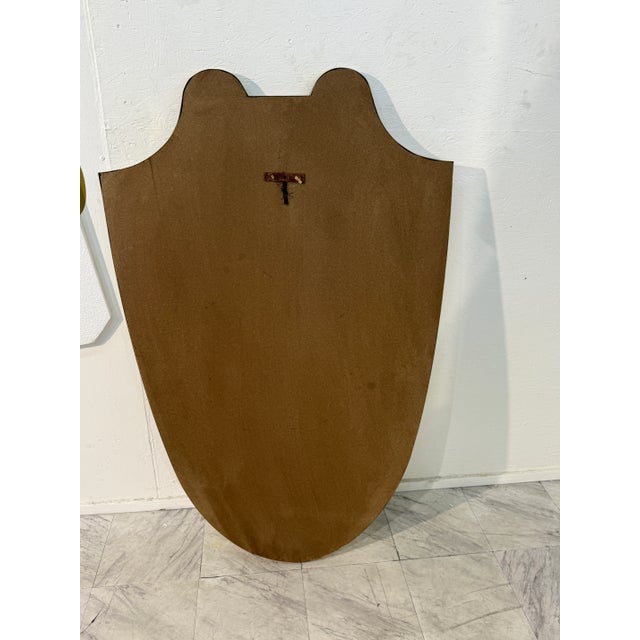 Metal Italian Mid-Century Brass Framed Shield Form Wall Mirror, 1950s For Sale - Image 7 of 7