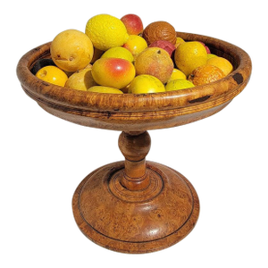 24 Pcs. Alabaster Mini Stone Fruit W/ Birds Eye Maple Compote