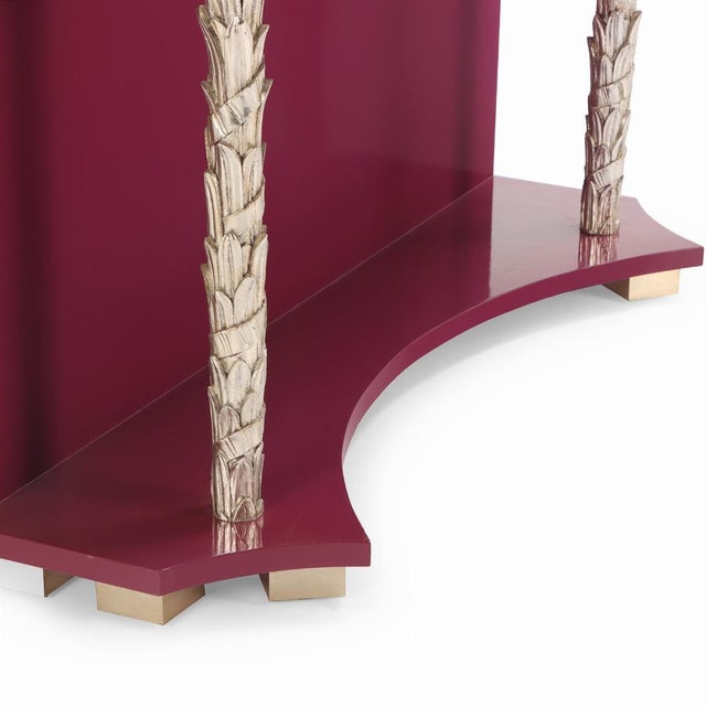 A French Carved and Silver Giltwood Palm Console Table in the Manner of Serge Roche, C. 1980. For Sale In Philadelphia - Image 6 of 6
