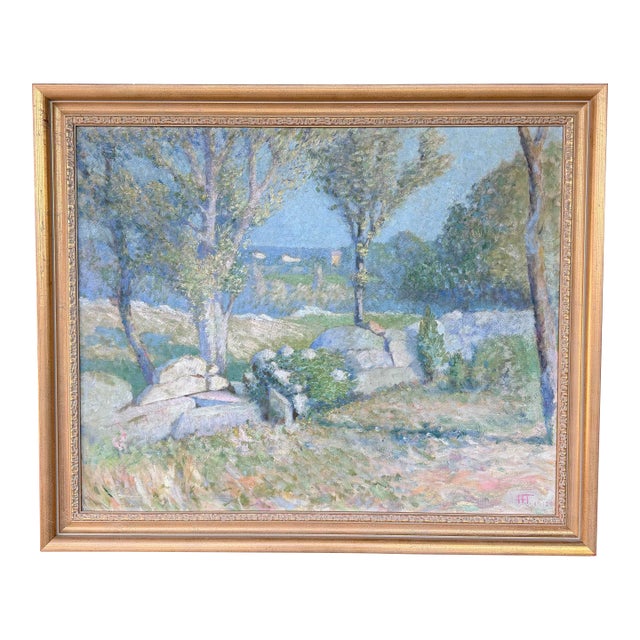Original 1912 Ht Painting in Gold Frame For Sale