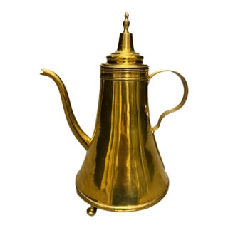 19th Century Dutch Brass Coffee Pot With Turned Legs For Sale
