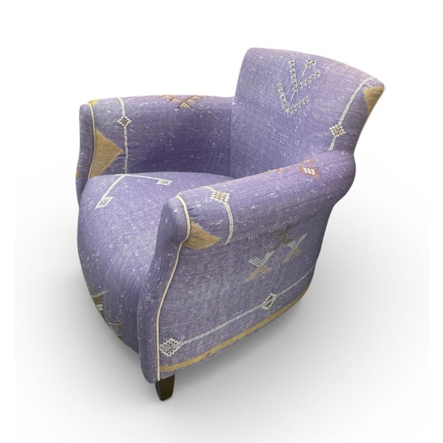 Moroccan Hand-Tailored Moroccan Sabra Silk Club Chair For Sale - Image 3 of 11