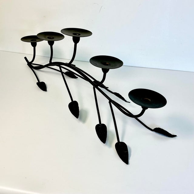 1980s Vintage Italian Brutalist Giacometti Style Tabletop Candelabra - 5 Taper Cups. For Sale - Image 11 of 12