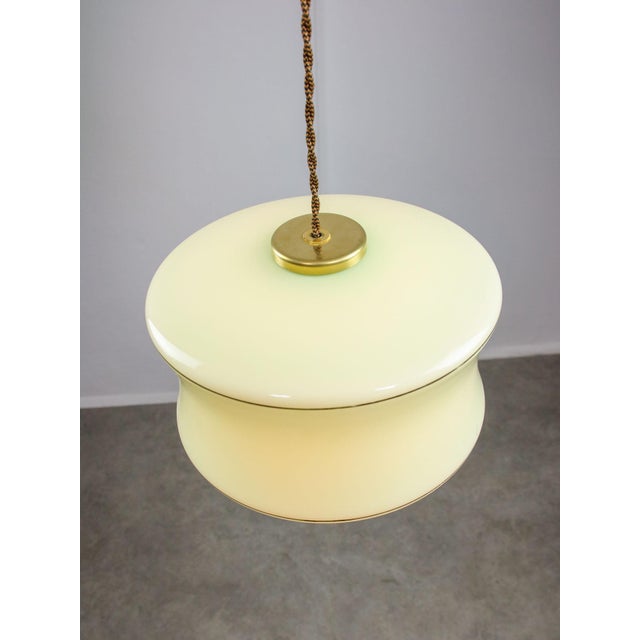 Mid-Century Modern Italian Brass and Green Glass Pendant Lamp For Sale - Image 14 of 18
