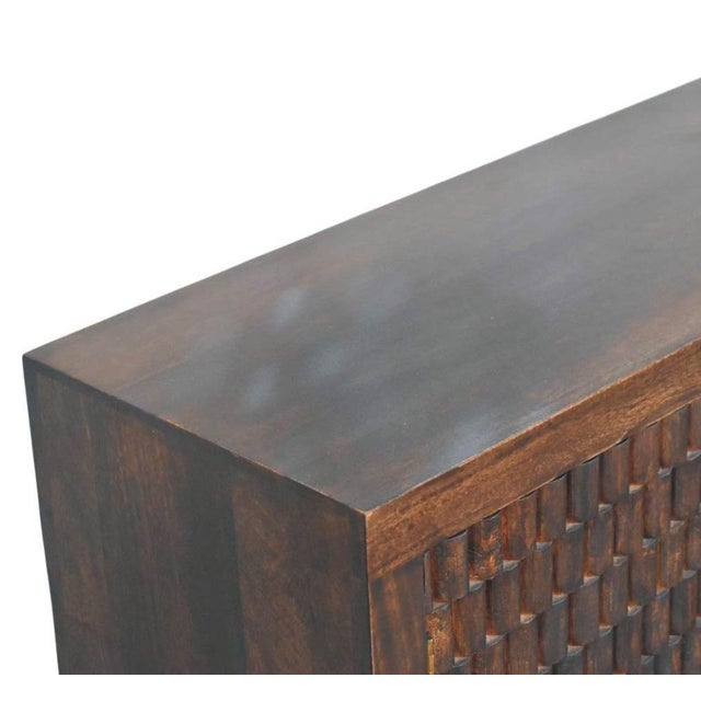 Carved Mango Wood 3-Drawer Chest in Velvet Mocha For Sale In Philadelphia - Image 6 of 6