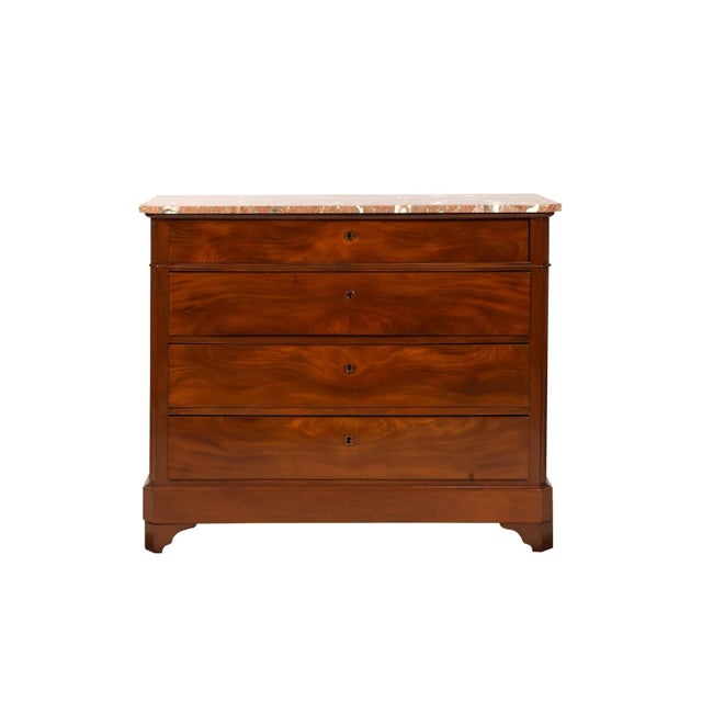 Antiques Louis Philippe Flame Mahogany Chest Commode With Marble Top France 19th C. For Sale - Image 9 of 9