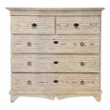 19th Century Swedish Antique Painted Reeded Chest For Sale