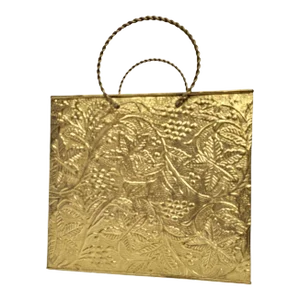 Vintage Brass Embossed Leaves Shopping Bag Magazine Stand