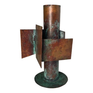 Sergei Gritsay (1946-2008) Geometric Abstract Copper Vase Sculpture For Sale