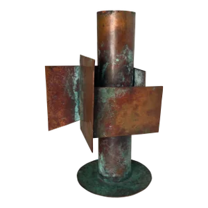 Sergei Gritsay (1946-2008) Geometric Abstract Copper Vase Sculpture