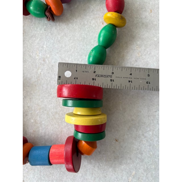Mid-Century Modern Mid-Century Modern Chunky Wood Geometric Beaded Necklace For Sale - Image 3 of 6