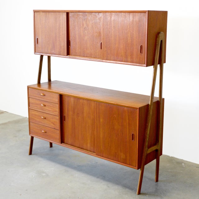1960s Double-Tiered Danish Teak Tall Sideboard / Highboard For Sale In Boston - Image 6 of 16