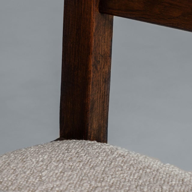 Brown 1970s French Oak Brutalist Dining Chairs With Upholstered Seats - Set of 6 For Sale - Image 8 of 18