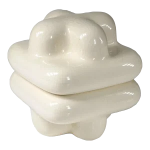 Designer Pop Art Ceramic Puffy Mod Box W/Crackle Glaze