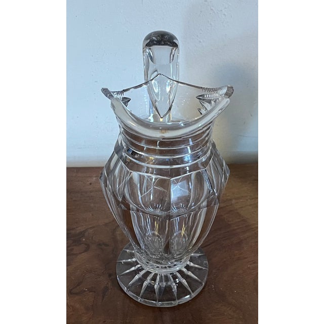 Large Antique Early 19th Century George III Anglo Irish Cut Crystal Glass Wine Ewer or Water Pitcher For Sale - Image 9 of 13